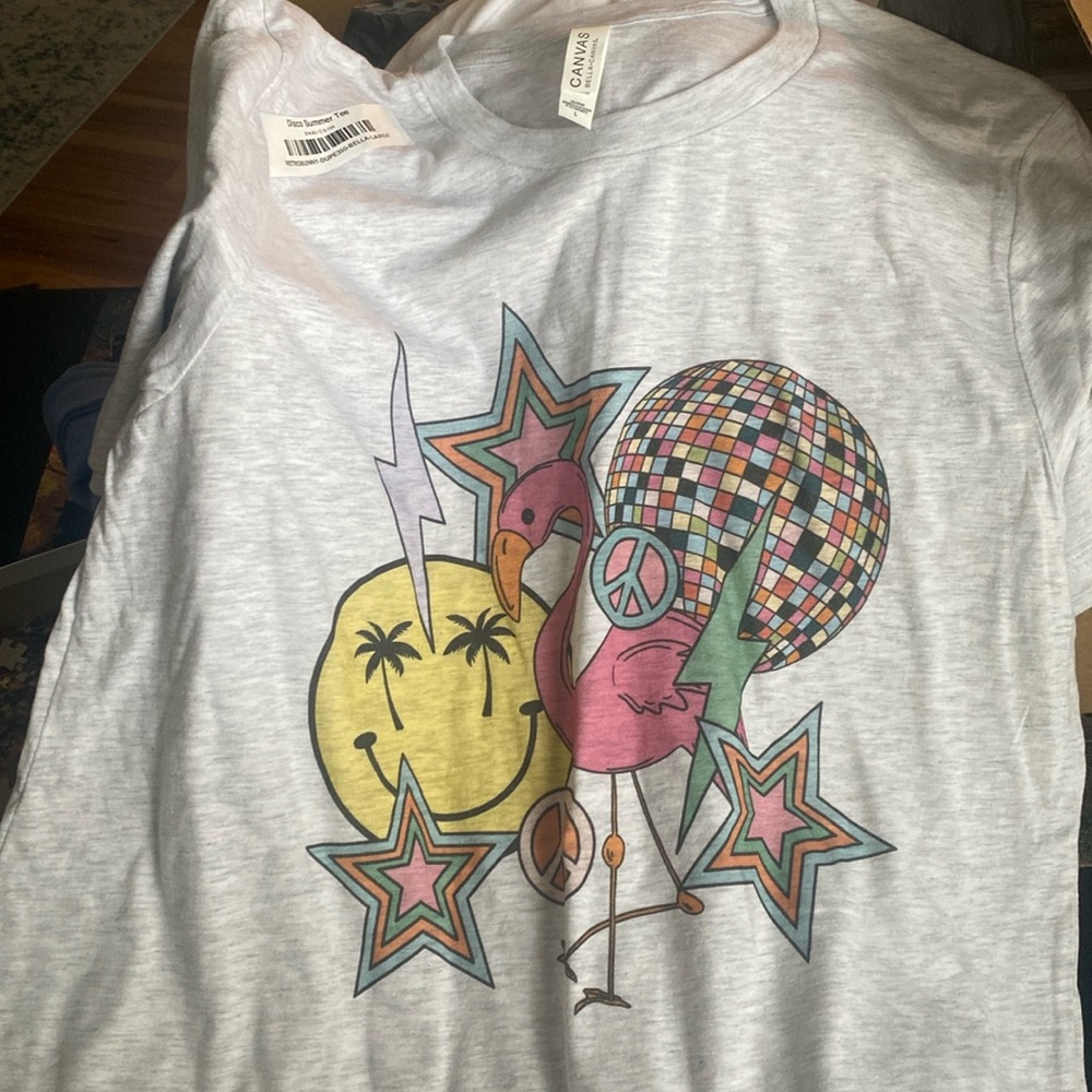 Womens size Large t-shirt  Disco Flamingo